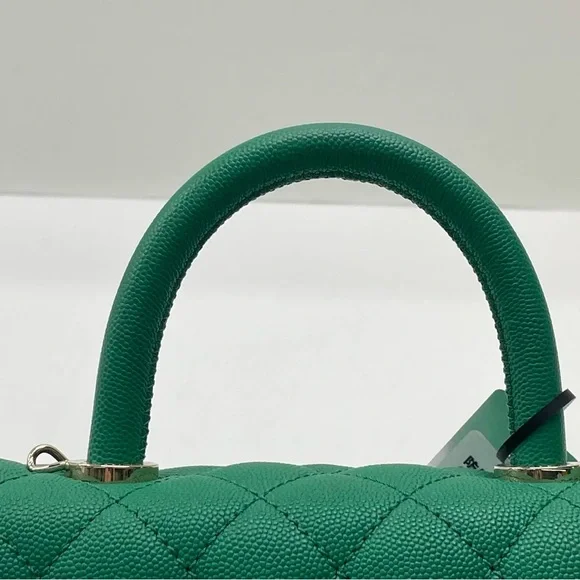 CHANEL Green Caviar Coco Top Handle Flap Bag Small GHW - Picture 8 of 15